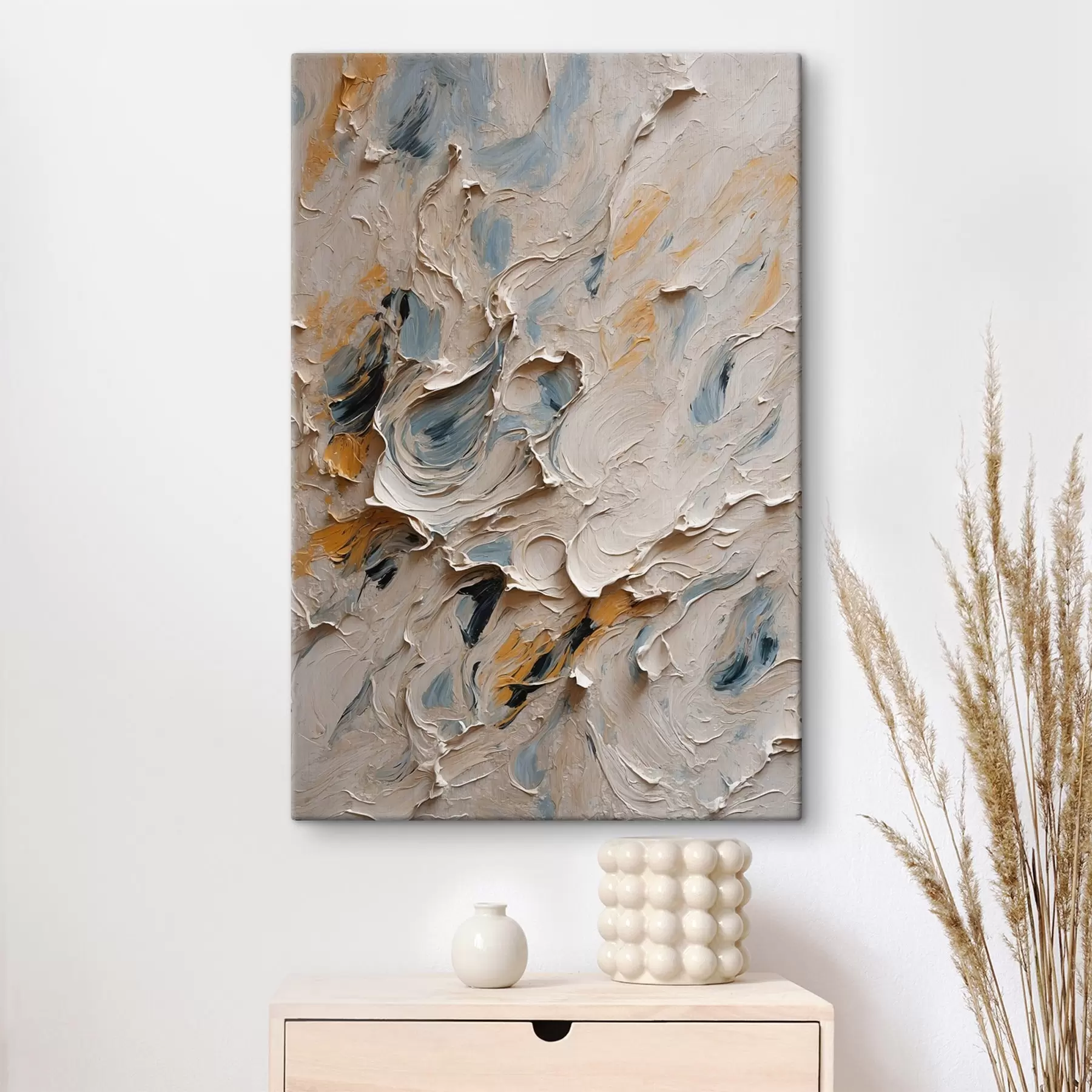 carta da parati Pittura ad olio astratta con colori bianchi e blu nr. s44078