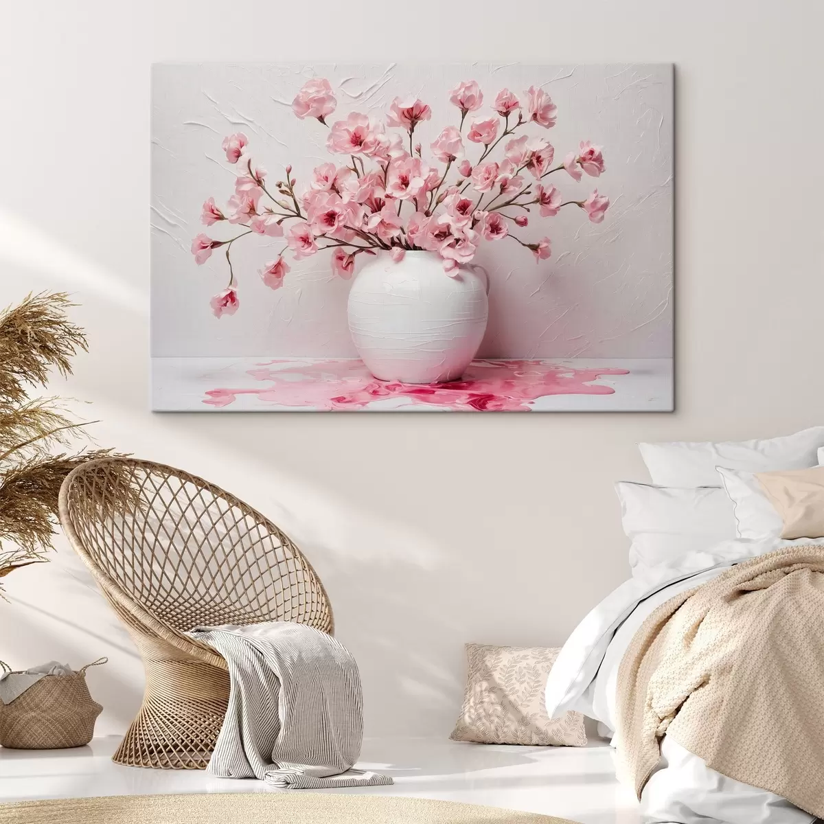 carta da parati Fiori rosa in vaso grande bianco nr. s44081