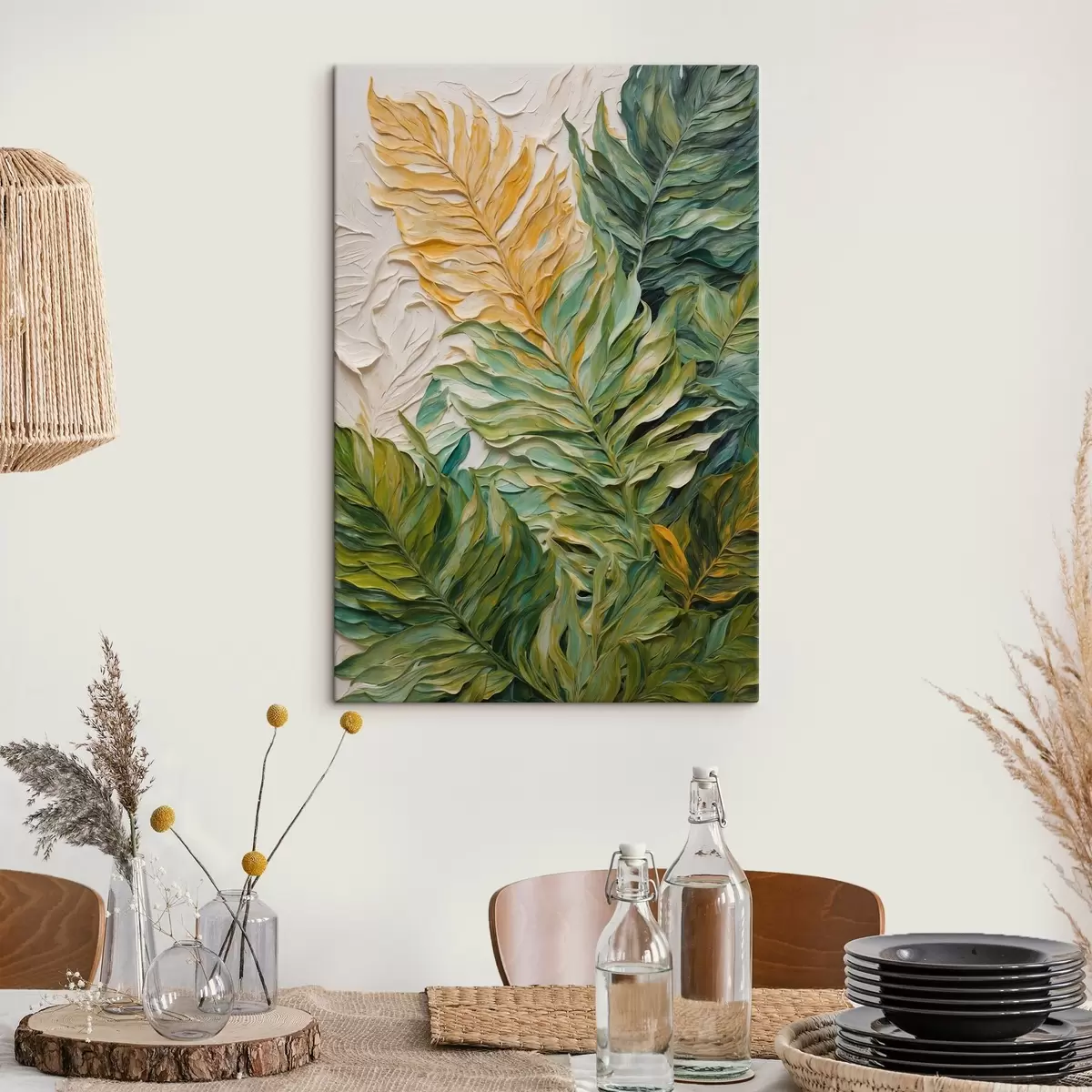 carta da parati Foglie tropicali in stile pittura ad olio nr. s44088