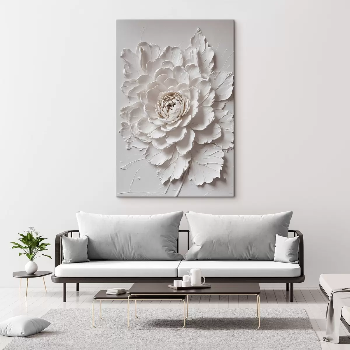 carta da parati Fiore bianco su sfondo bianco nr. s44089
