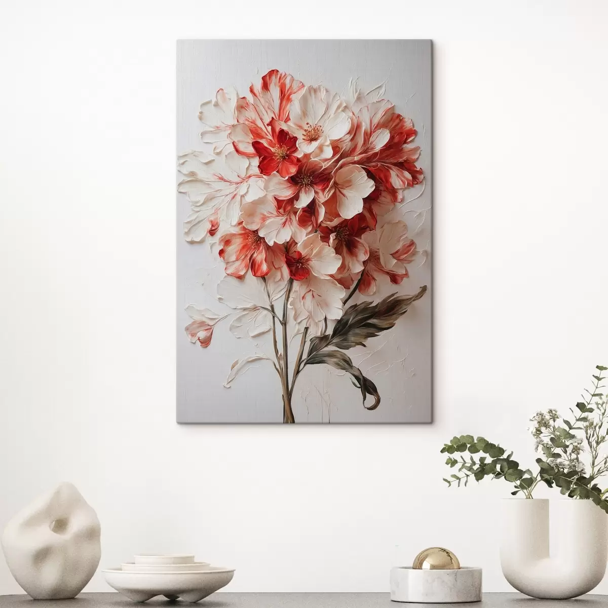 carta da parati Fiori rossi e bianchi in stile pittura ad olio nr. s44090