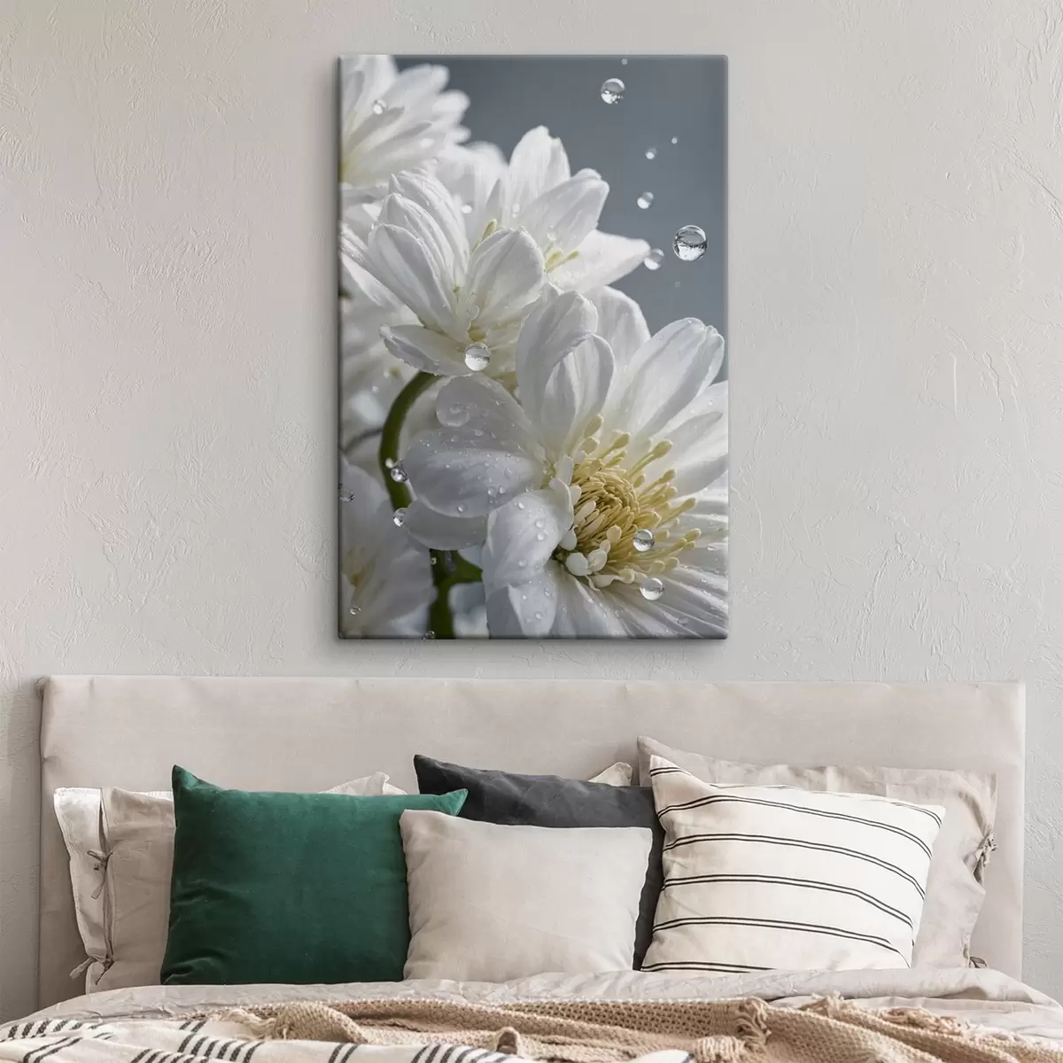 carta da parati Fiori bianchi con rugiada nr. s44100