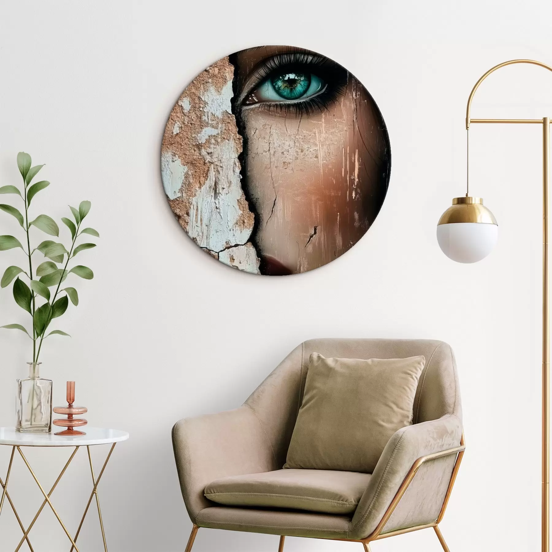 carta da parati Volto di ragazza dietro un vecchio muro nr. r44069