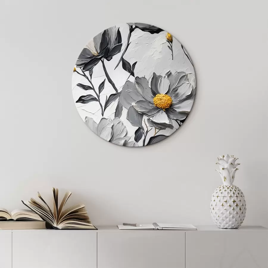 carta da parati Fiori grigi su sfondo grigio in stile pittura ad olio nr. r44080