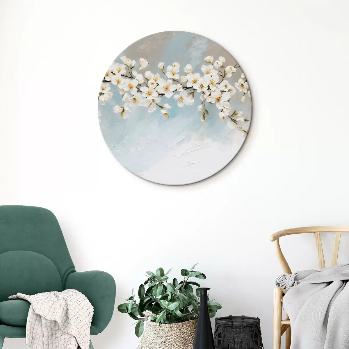Quadri rotondi Ramo di albero in fiore r44085