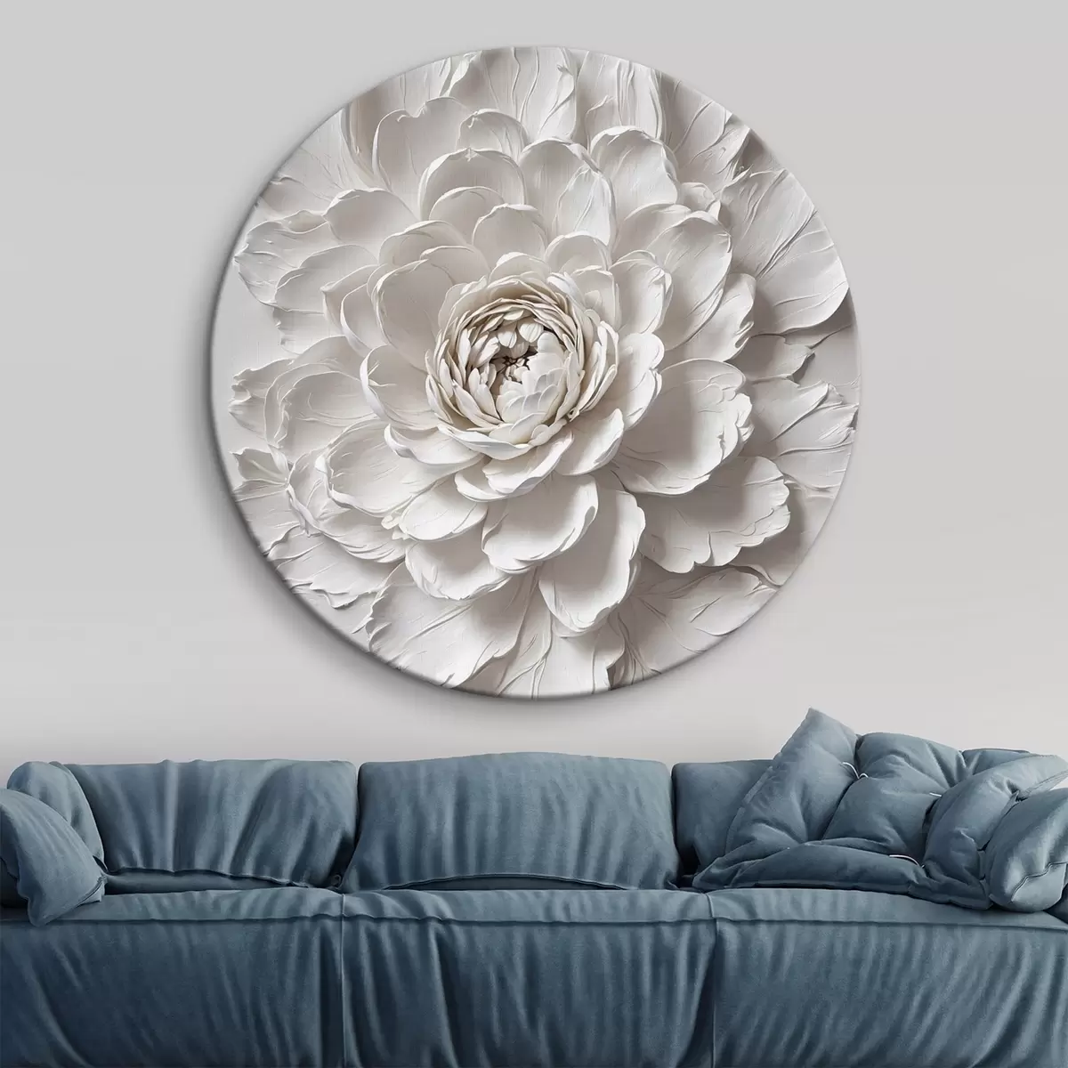 Quadri rotondi Fiore bianco su sfondo bianco r44089