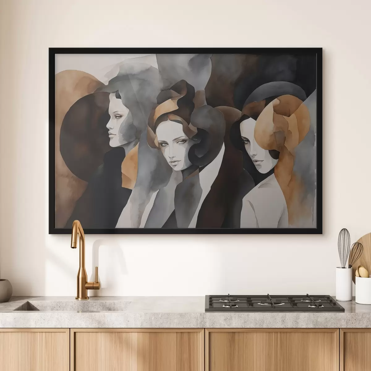 Poster Pittura astratta con volti di donna f44060