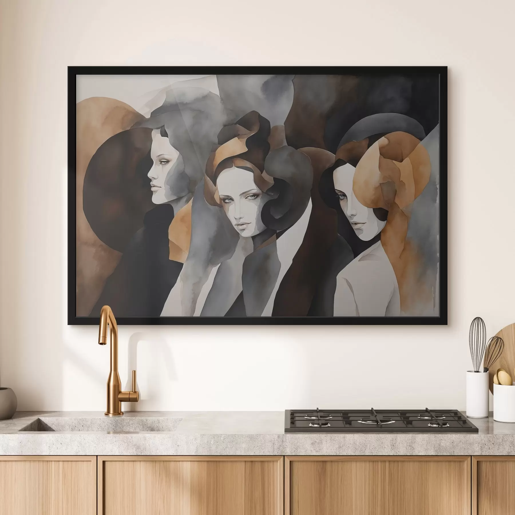 carta da parati Pittura astratta con volti di donna nr. f44060