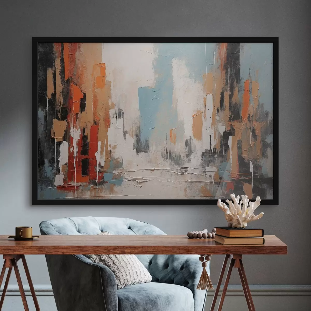 Poster Città astratta in stile pittura ad olio f44061