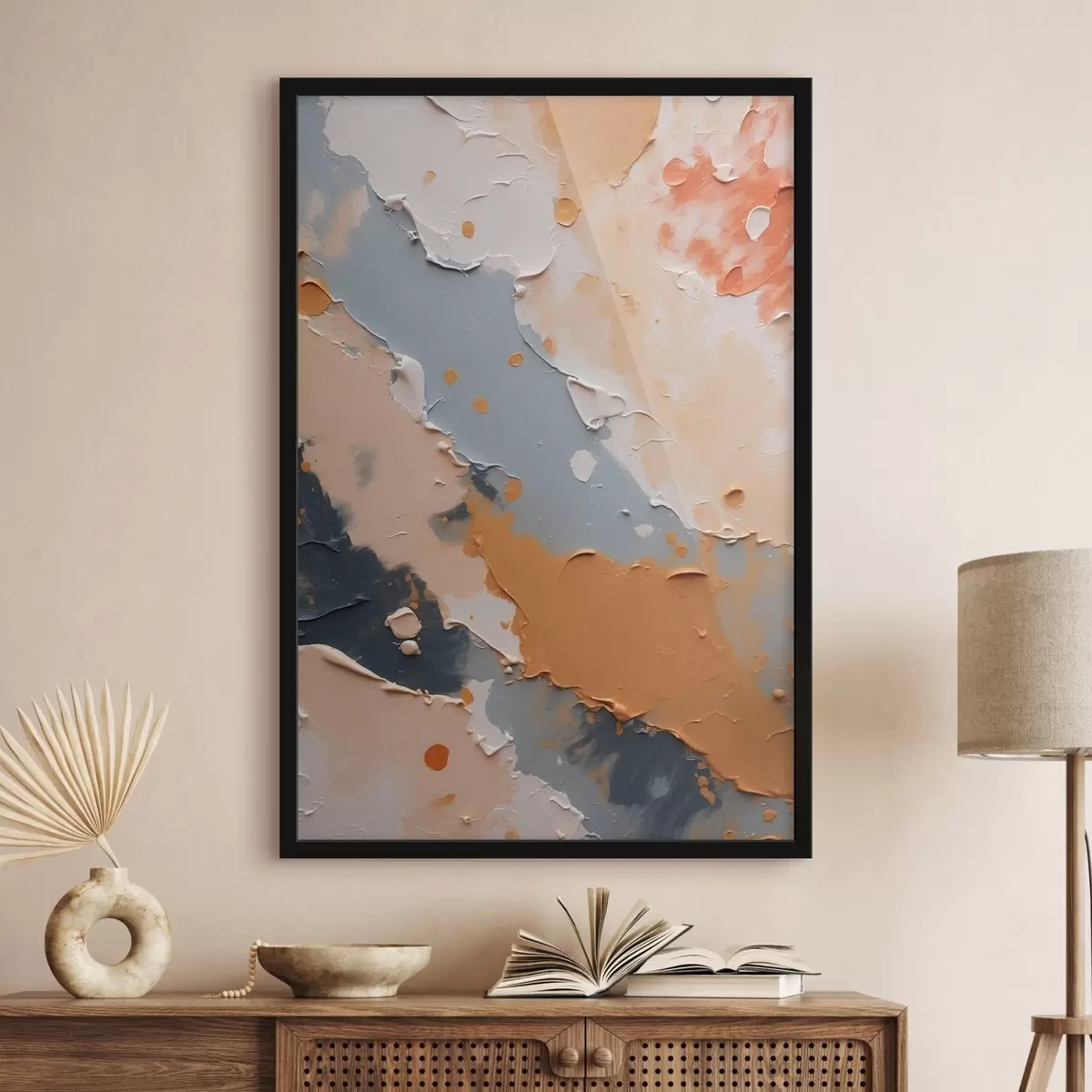 Poster Pittura astratta con colori bianchi, gialli e blu f44064