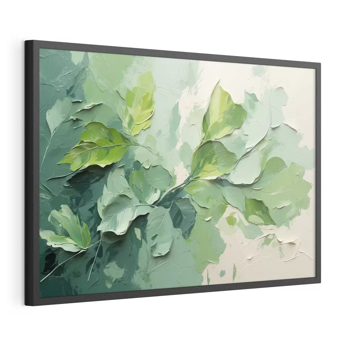 Poster Ramo con foglie verdi in stile pittura ad olio f44075