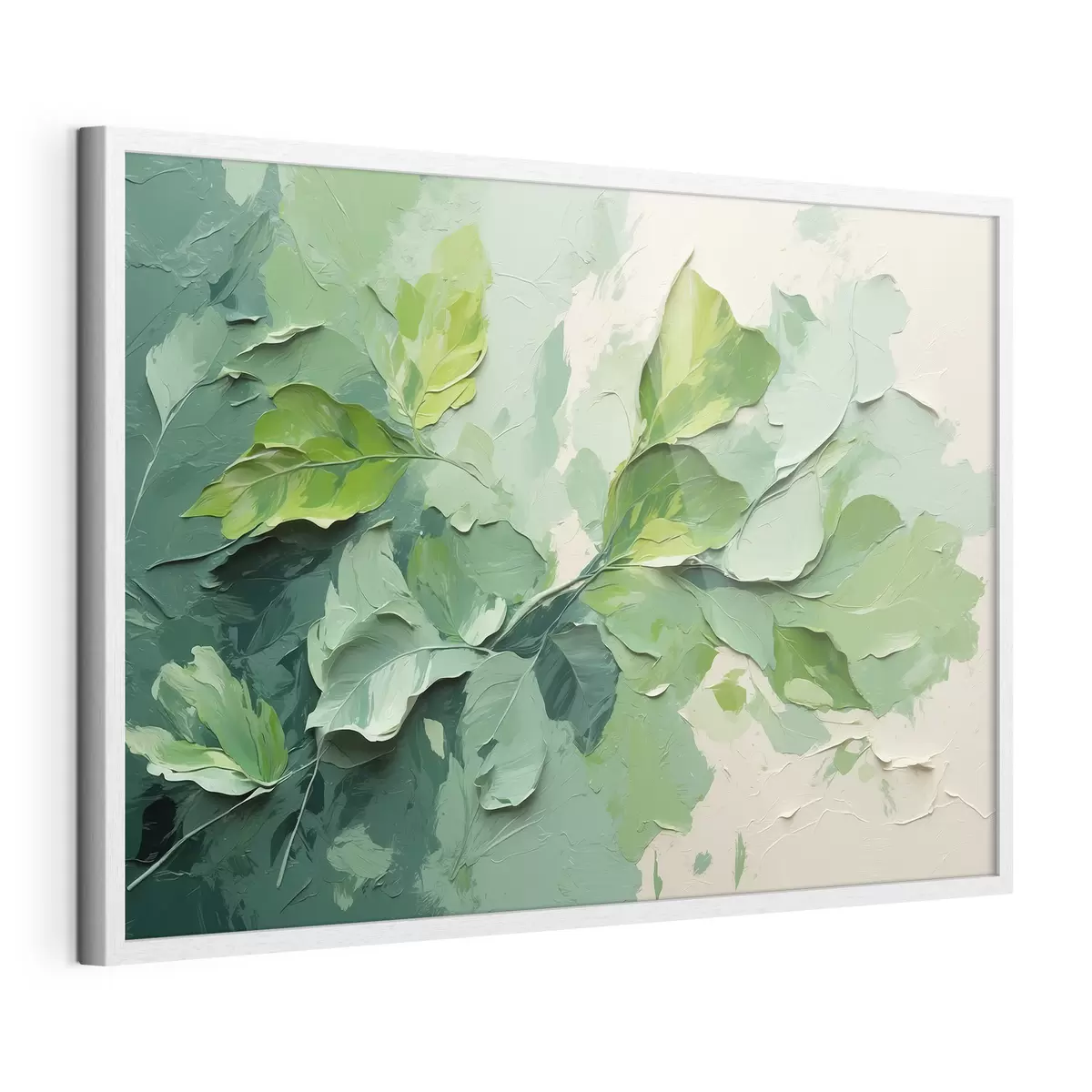 Poster Ramo con foglie verdi in stile pittura ad olio f44075