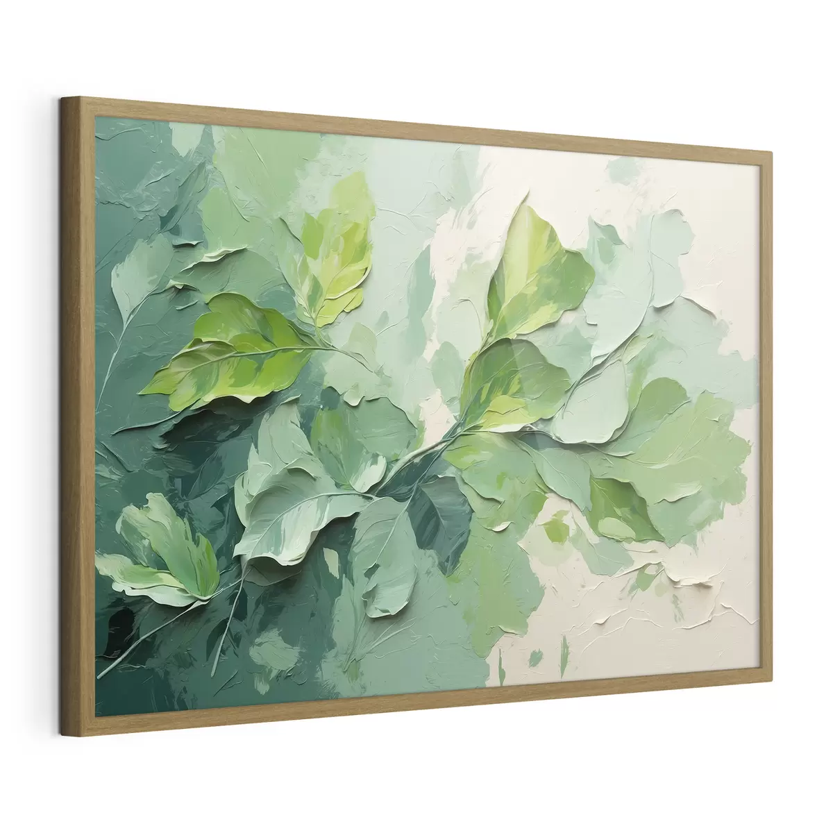Poster Ramo con foglie verdi in stile pittura ad olio f44075