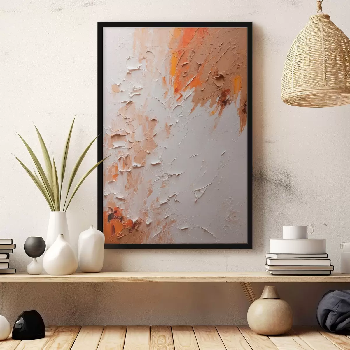 Poster Pittura ad olio astratta con colori bianchi e marroni f44076