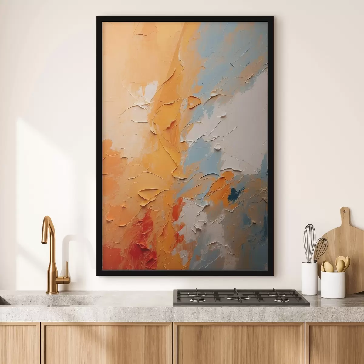 Poster Pittura ad olio astratta con colori gialli e blu f44077