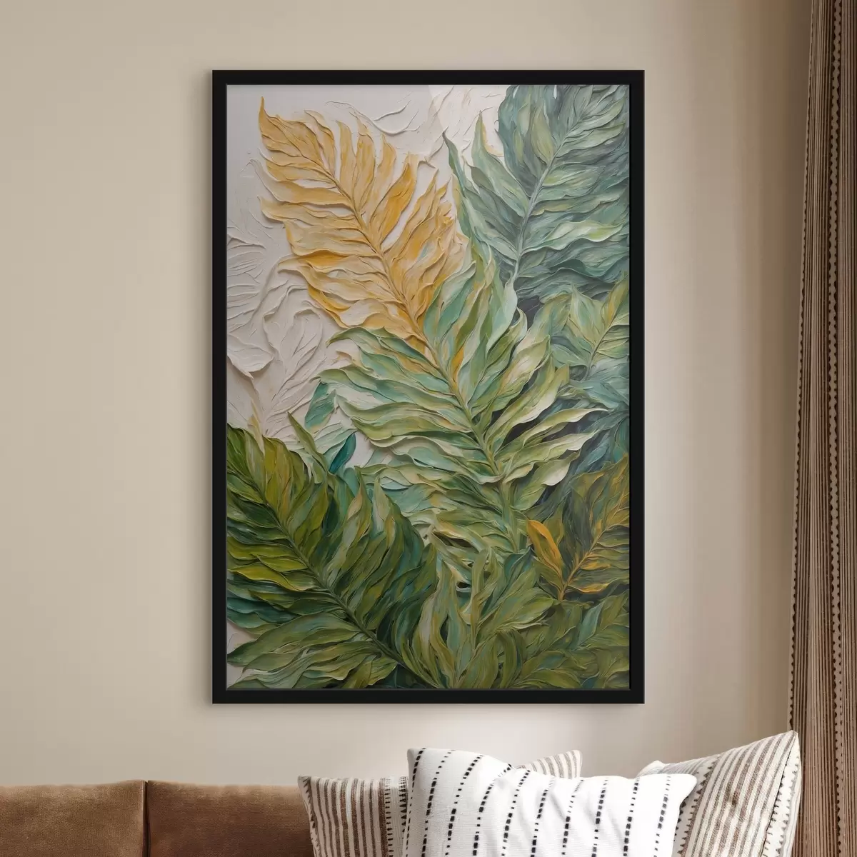 Poster Foglie tropicali in stile pittura ad olio f44088