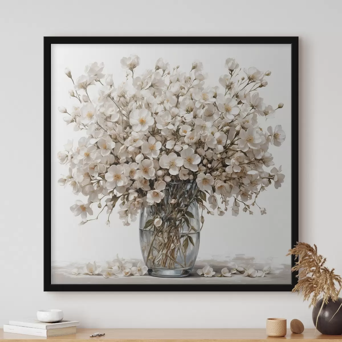 Poster Fiori bianchi in vaso trasparente f44092