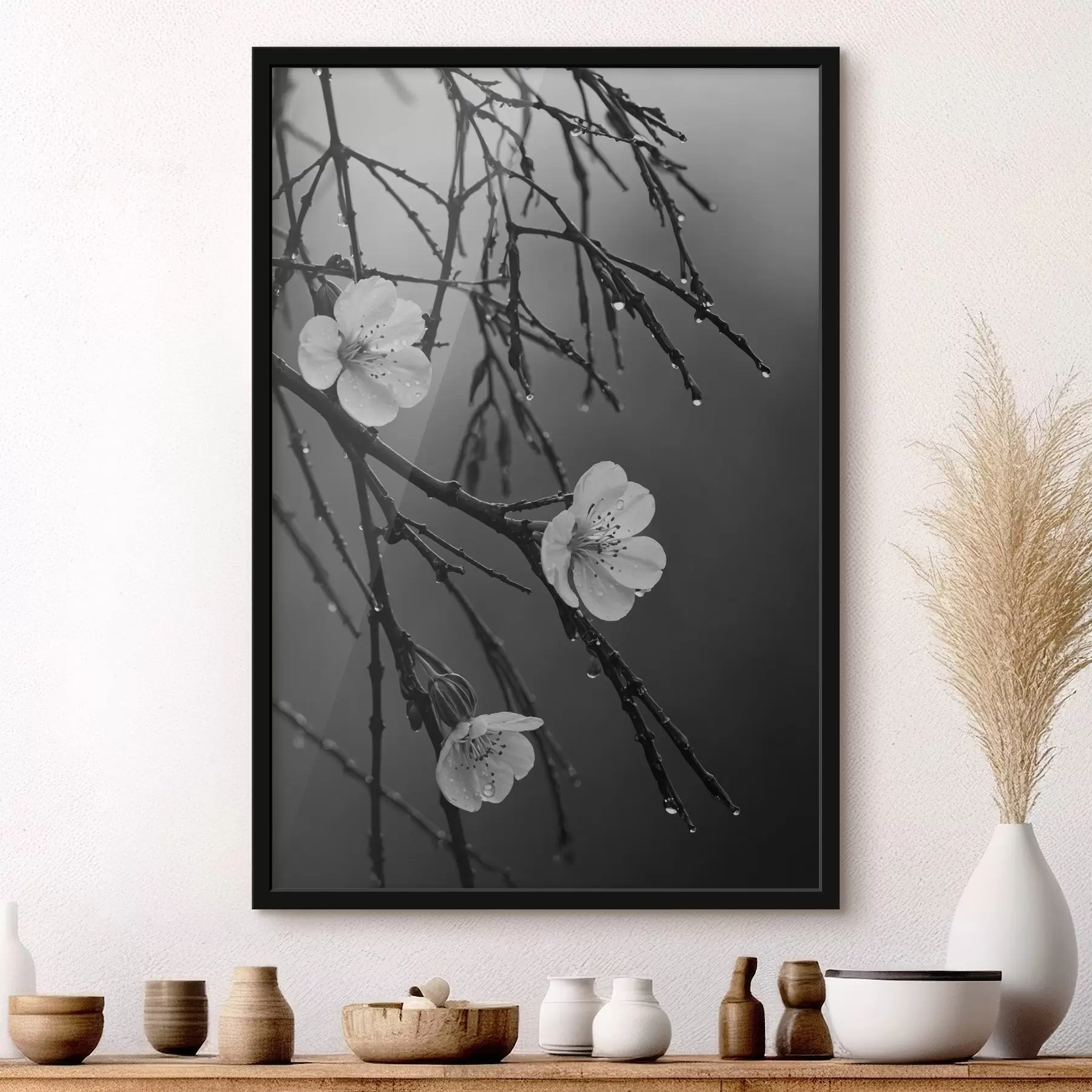 carta da parati Fiori sui rami dopo la pioggia nr. f44098