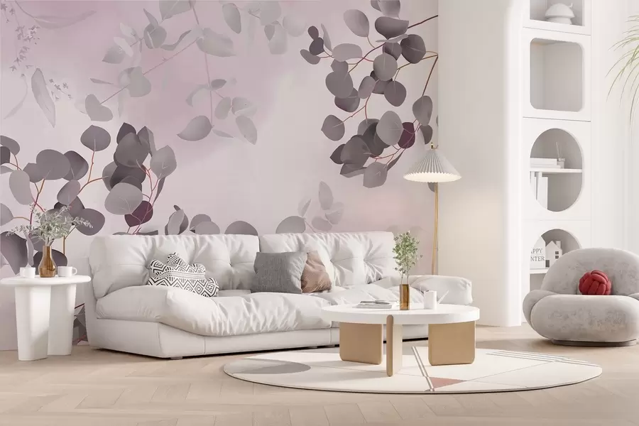 carta da parati Rami con foglie nei toni del rosa nr. w03719v1