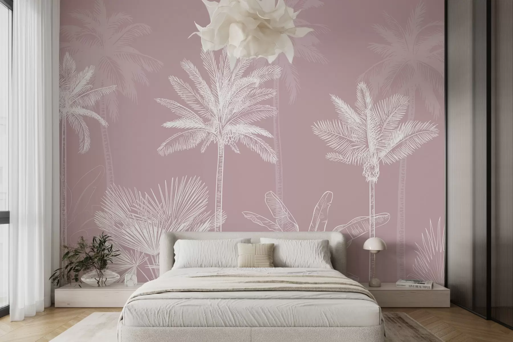 Carta da parati nature Palme bianche 