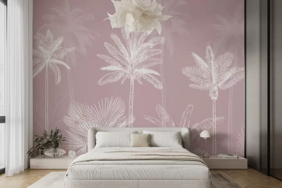 Carta da parati nature Palme bianche 