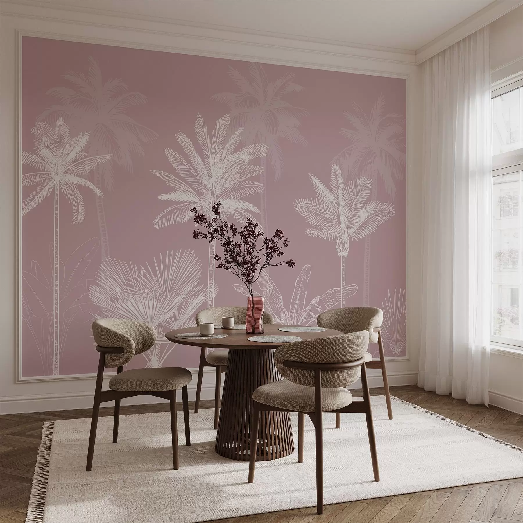 Carta da parati nature Palme bianche 