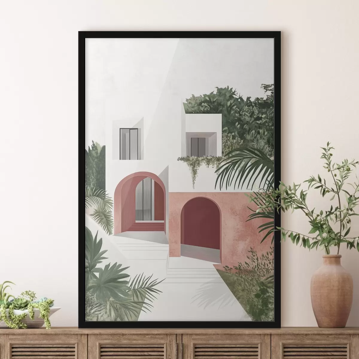 Poster Villa con giardino tropicale, mediterranea, in stile acrilico f44151