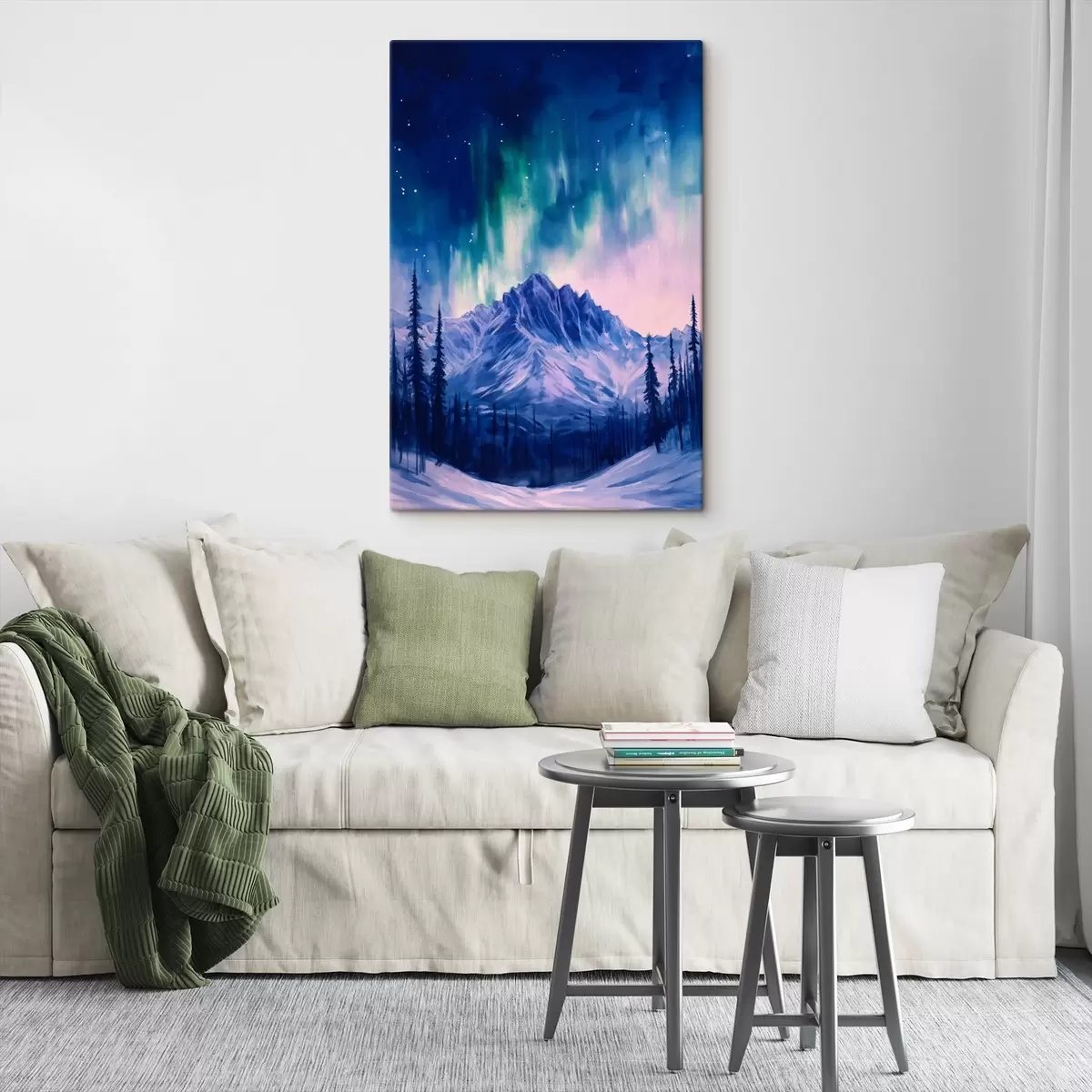 carta da parati L'aurora boreale sulle montagne nr. s44172