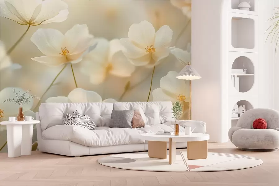 Carta da parati Floreale fiori bianchi del mattino n. w03766