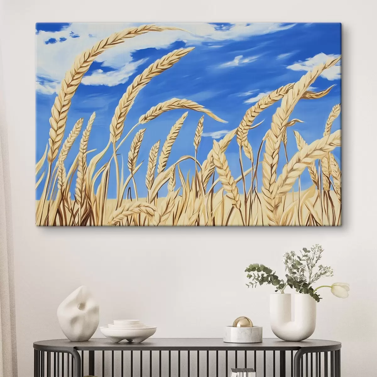 carta da parati Orecchie di grano sotto il cielo blu nr. s44212