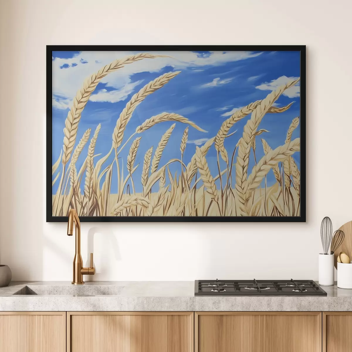 Poster Orecchie di grano sotto il cielo blu f44212