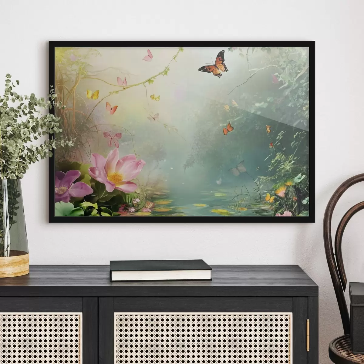 Poster Lago nella foresta sotto gli alberi f44216