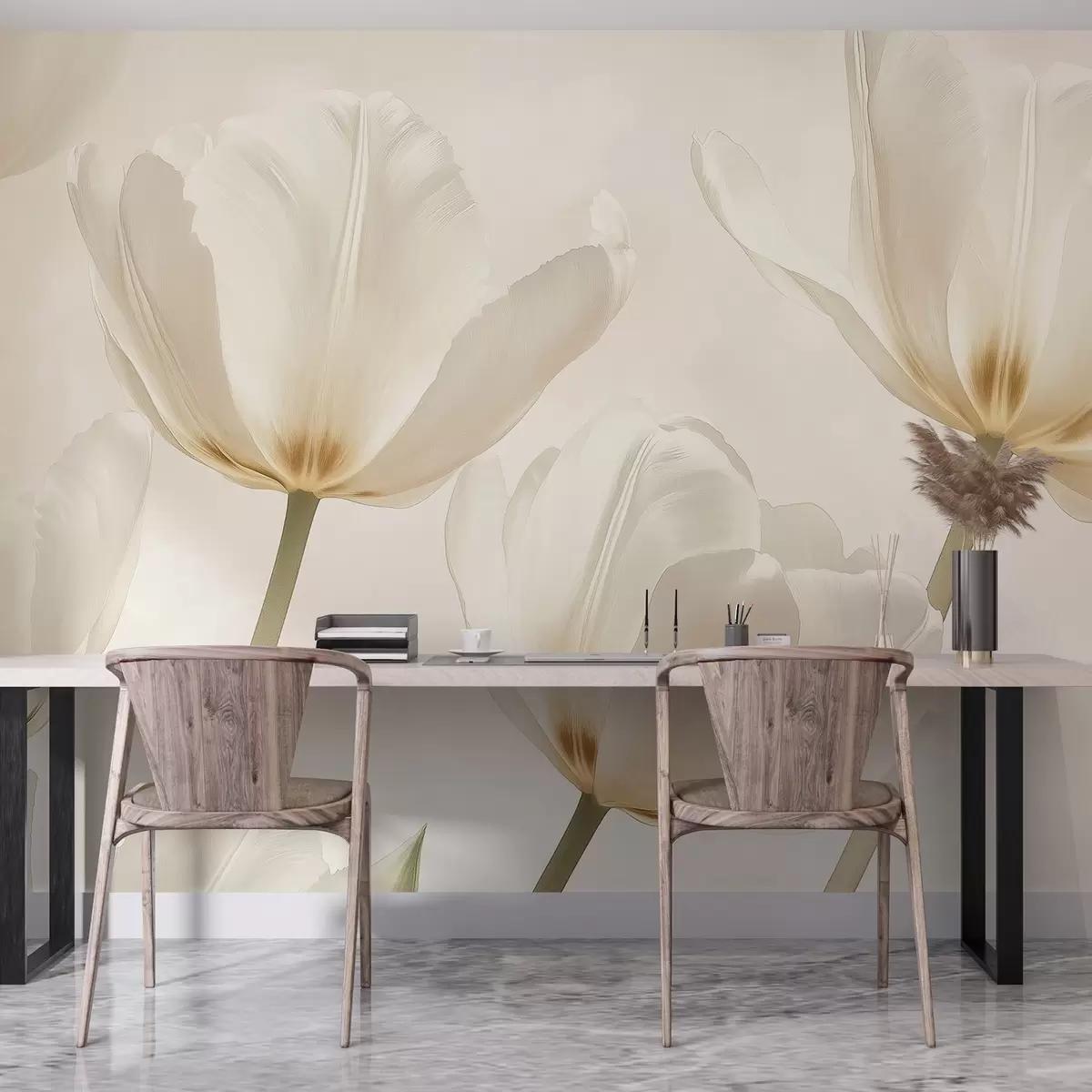 carta da parati Bellissimi tulipani, floreali, colori beige, realismo nr. w03877