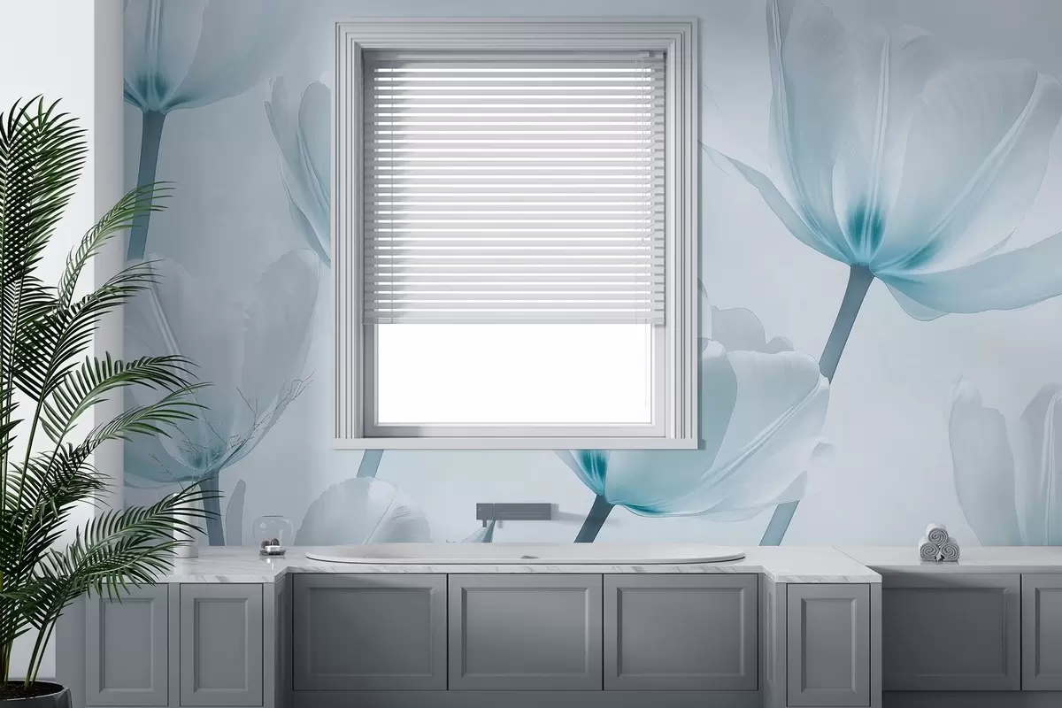 carta da parati Bellissimi tulipani, floreali, colori blu, realismo nr. w03877v1