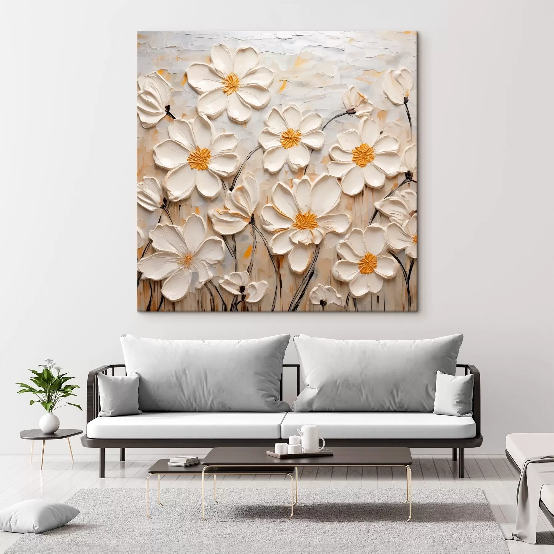 carta da parati Fiori strutturati in stile pittura a olio nr. s43899