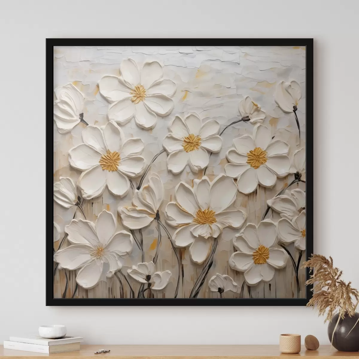 Poster Fiori strutturati in stile pittura a olio f43899