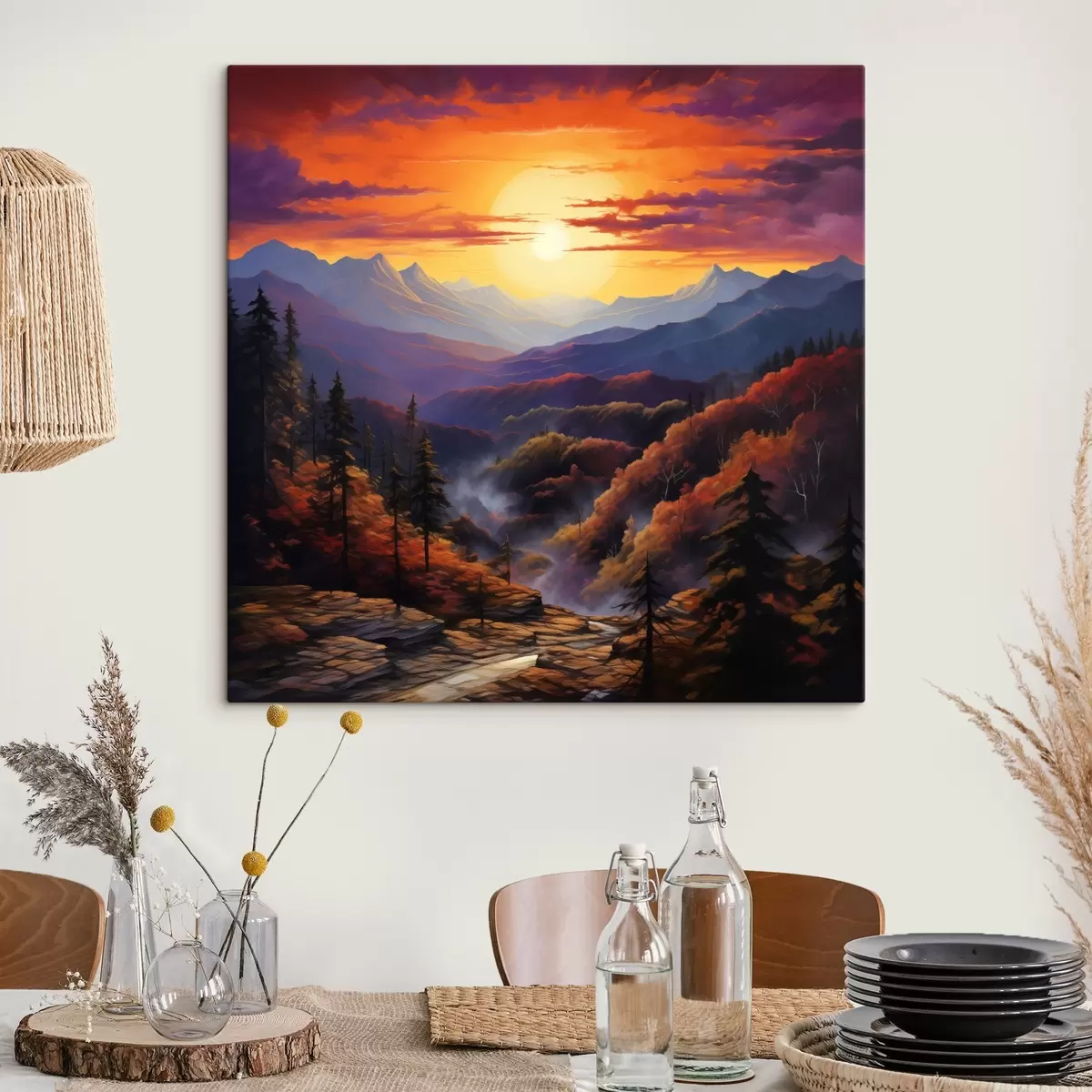 carta da parati Foresta e montagne al tramonto nr. s44045