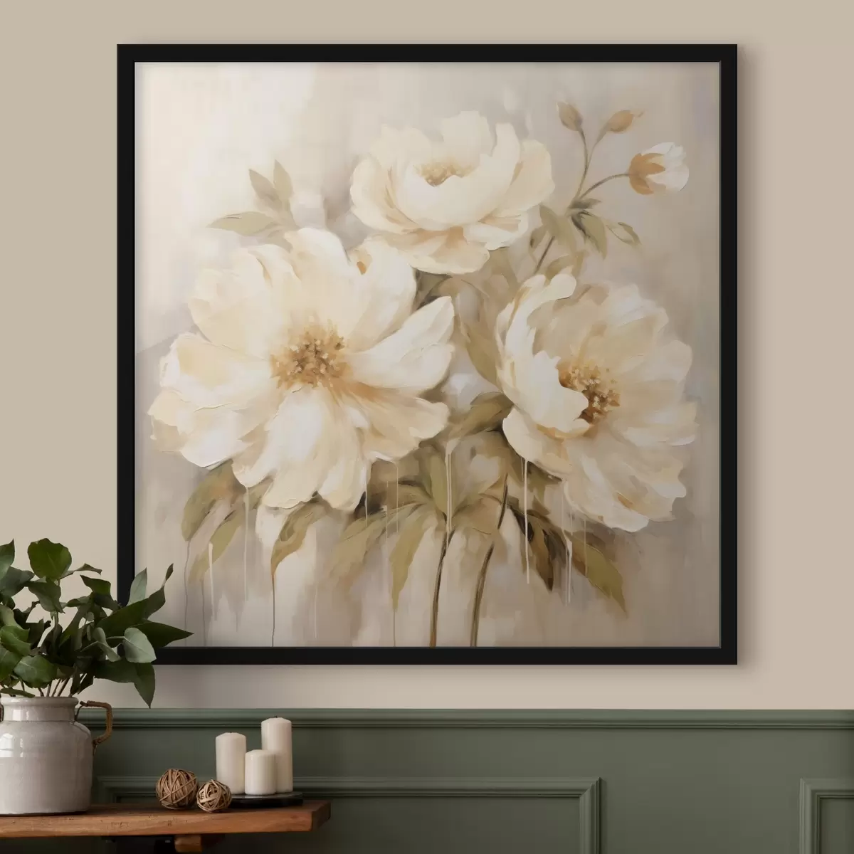 Poster Composizione floreale con petali bianchi f44043