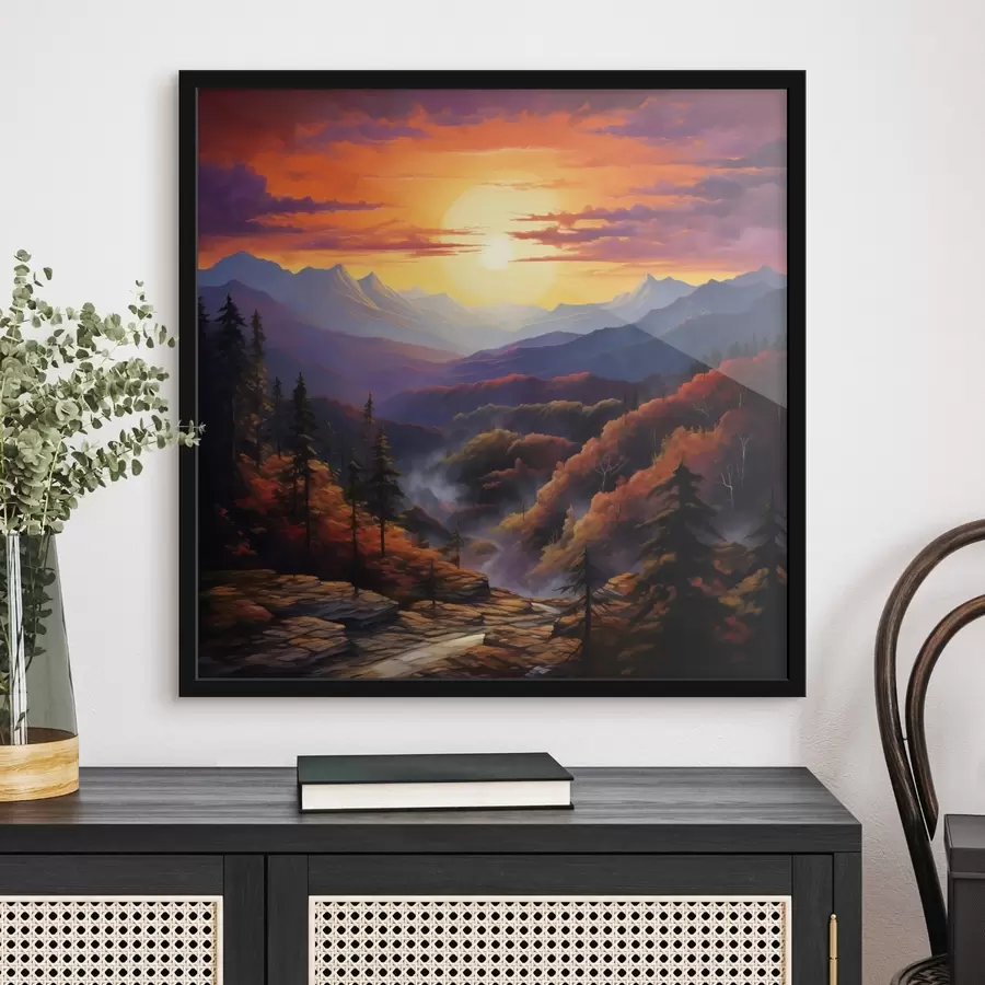 carta da parati Foresta e montagne al tramonto nr. f44045