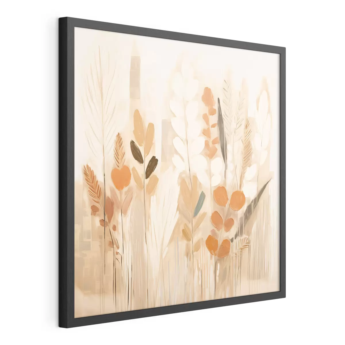 Poster Calda astrazione con erbe di campo e fiori in una tavolozza beige-arancio in stile Art Nouveau f44252