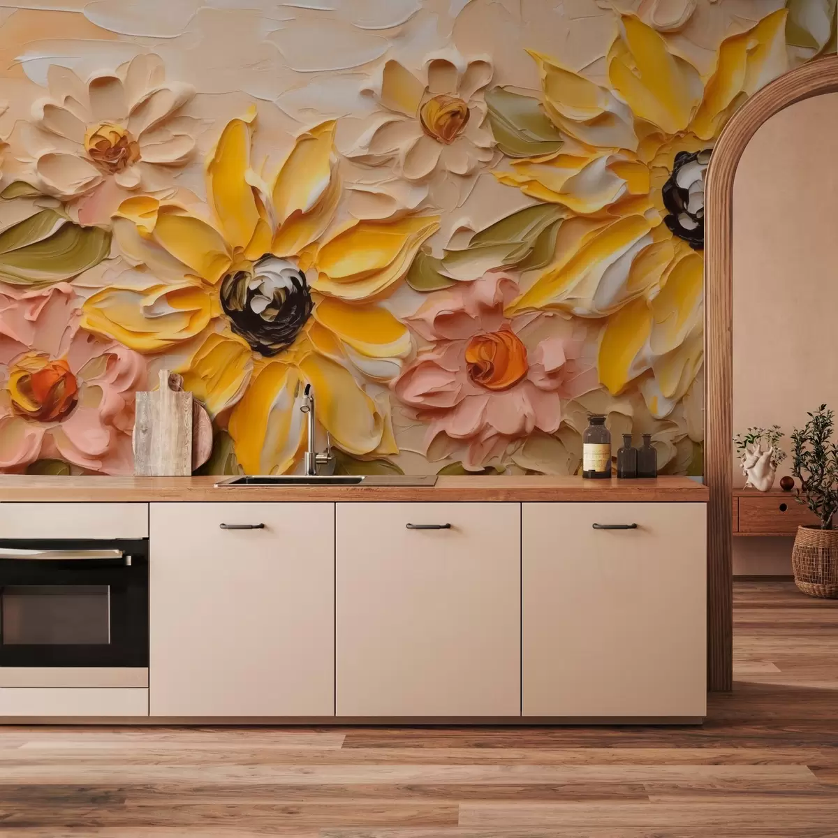 carta da parati Fiori luminosi che imitano le pennellate nr. w03898