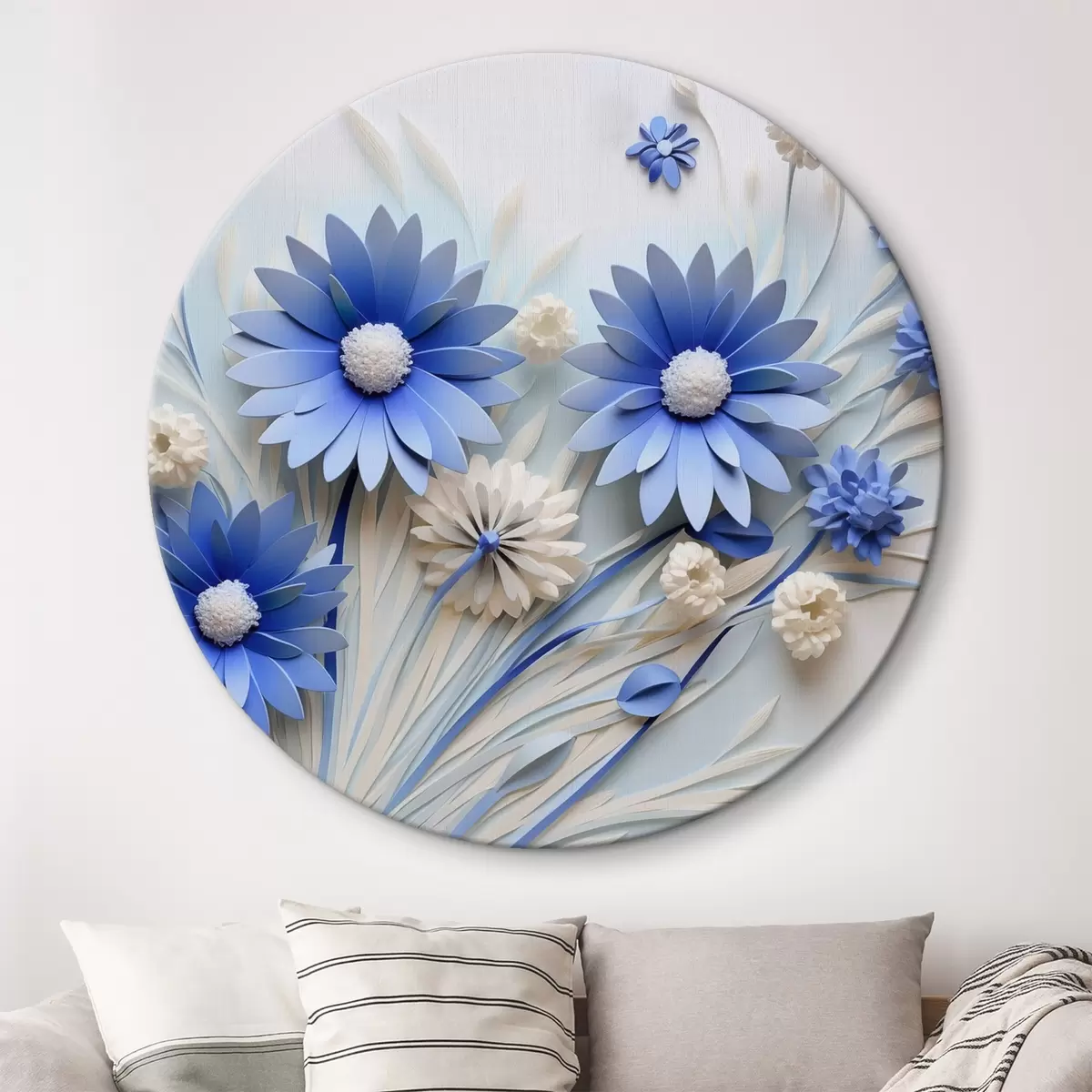 Quadri rotondi Fiori blu r44294