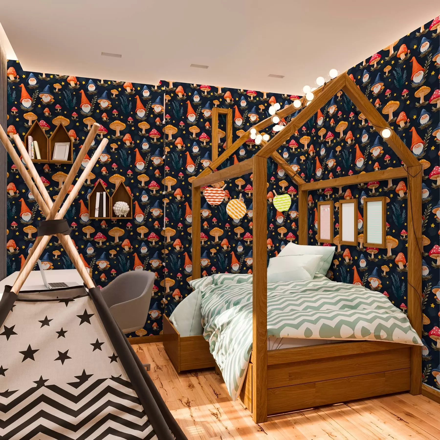 carta da parati Gnomi fatati e notte stellata nr. a00077