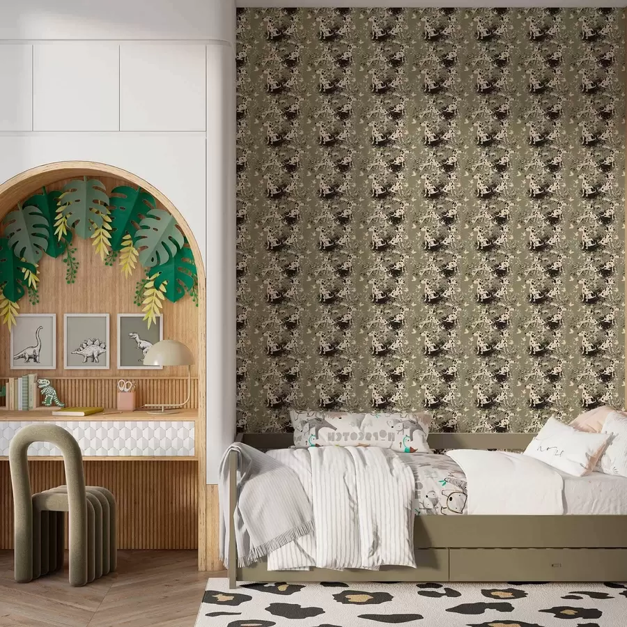 carta da parati Dalmata su sfondo di oliva nr. a00122