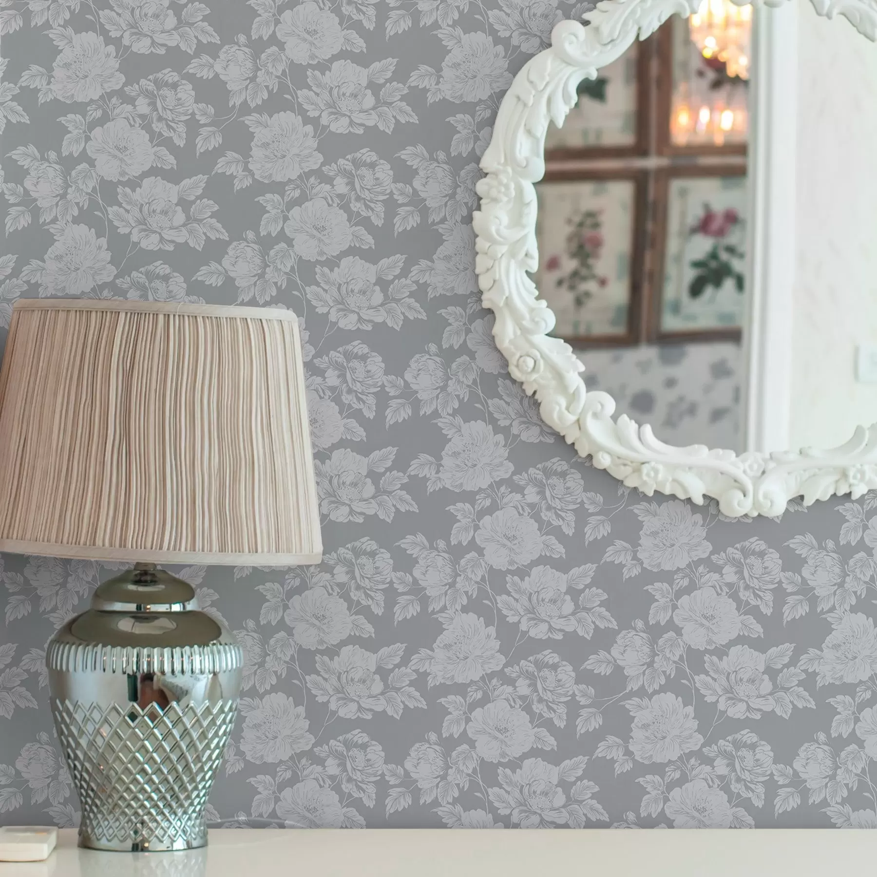 carta da parati Fiori chiari su sfondo grigio nr. a00129v1