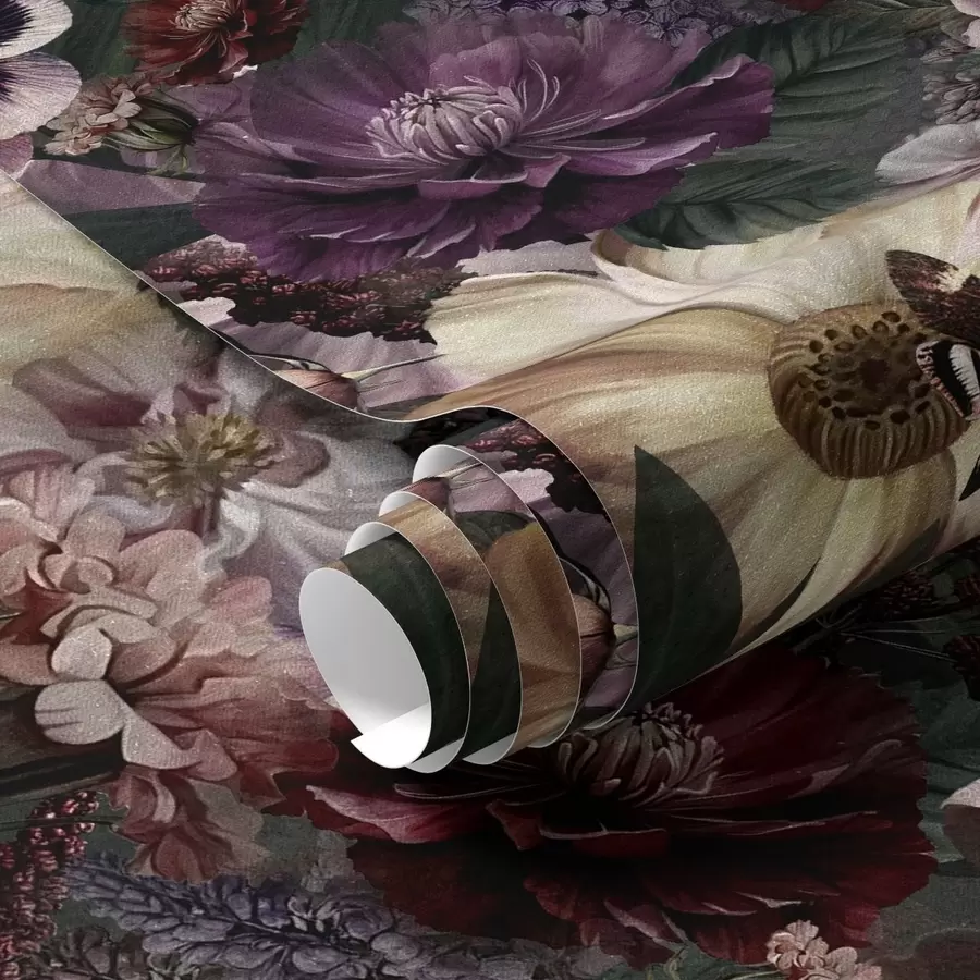 carta da parati Stampa artistica floreale in colori scuri nr. a00147