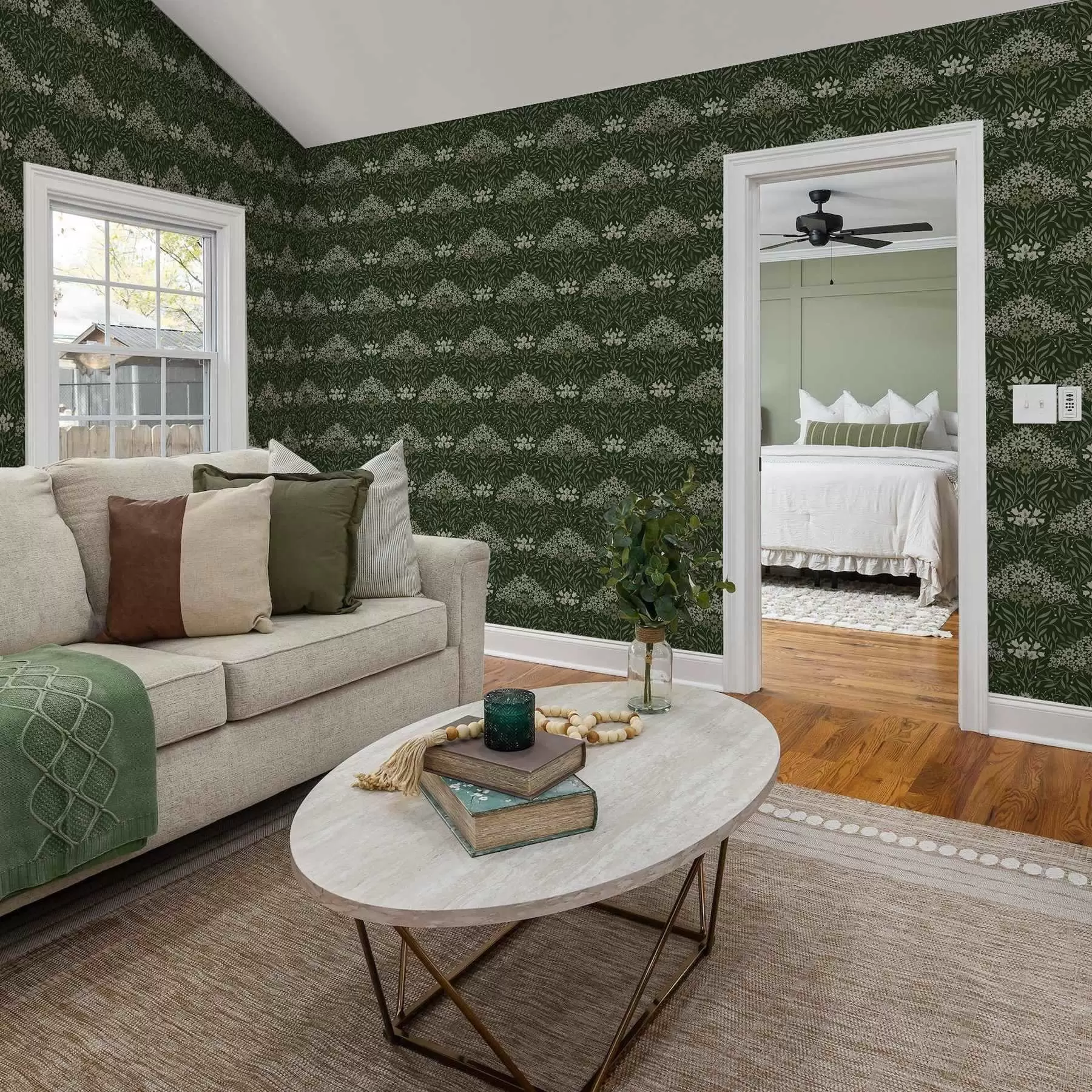 carta da parati Simmetria floreale con fiori su sfondo scuro nr. a00153