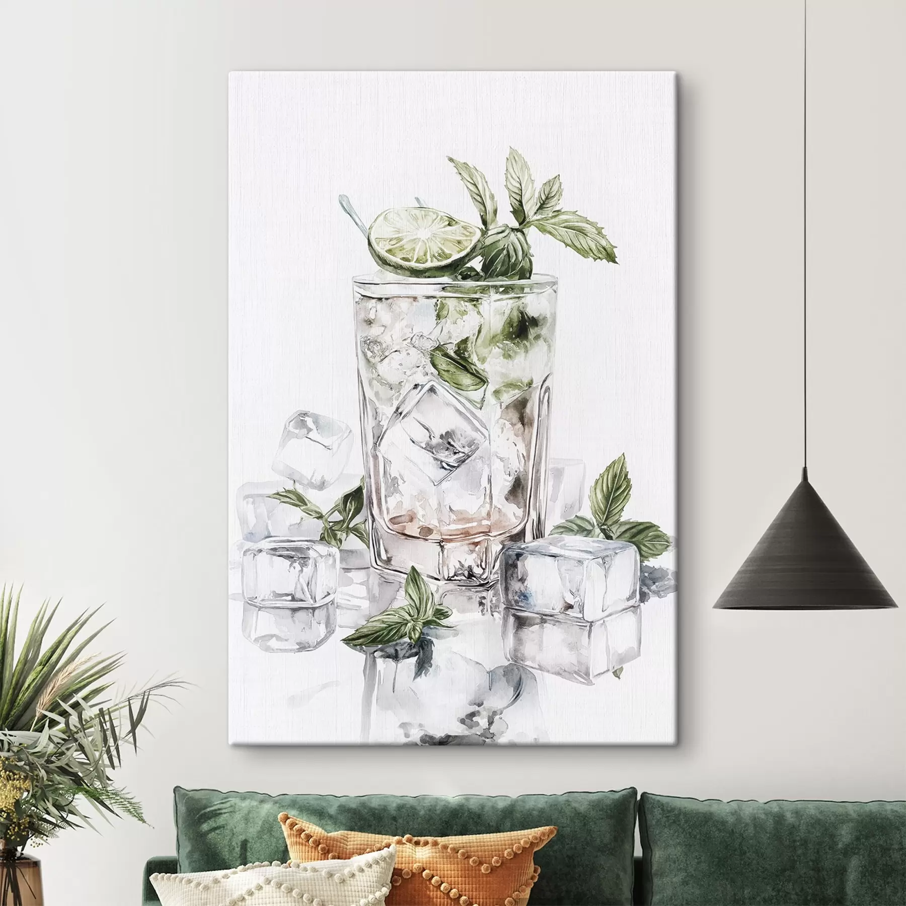 carta da parati Cocktail Mojito, bevande in stile acquerello, menta nr. s44302