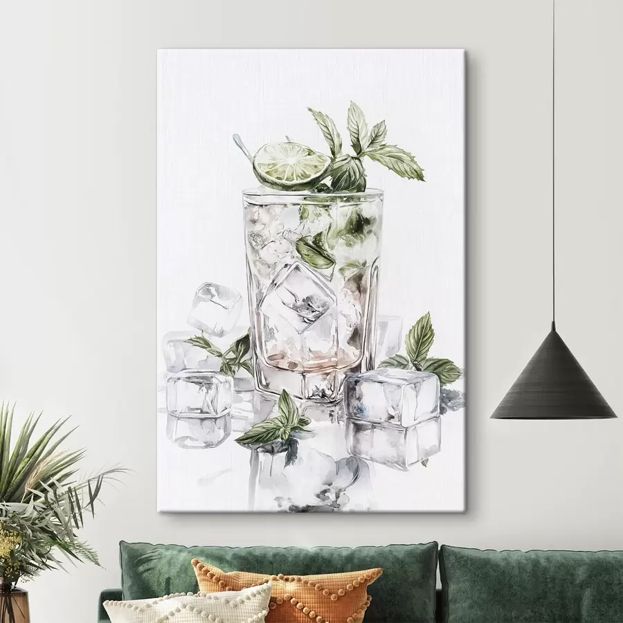 carta da parati Cocktail Mojito, bevande in stile acquerello, menta nr. s44302