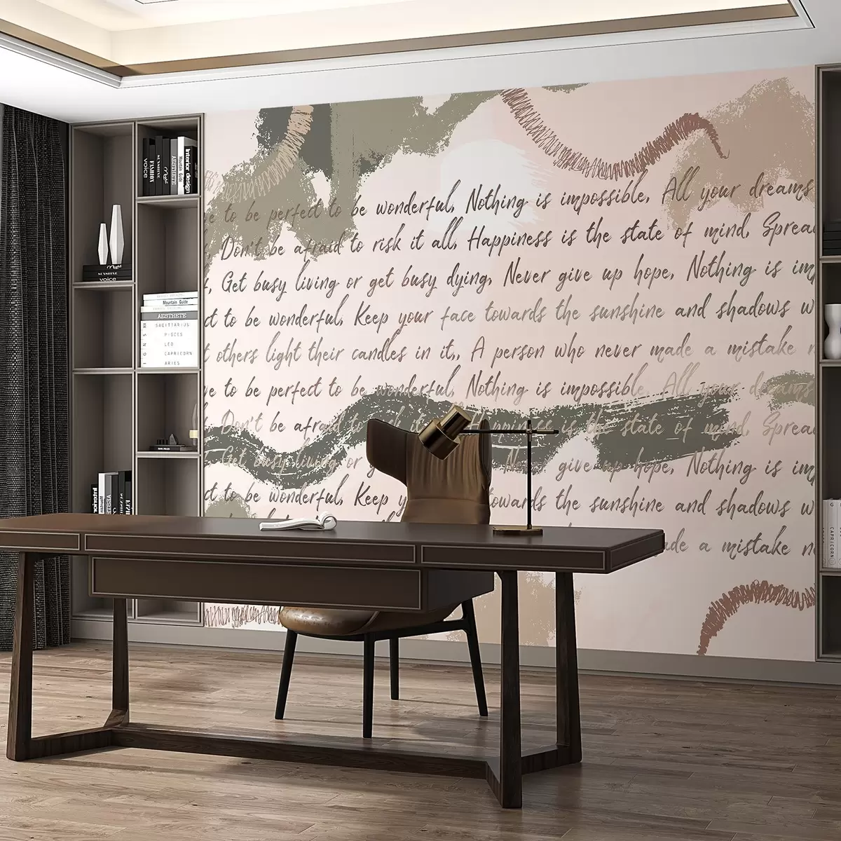 carta da parati Design con citazioni ispirazionali, astrazione, colori naturali nr. w03909